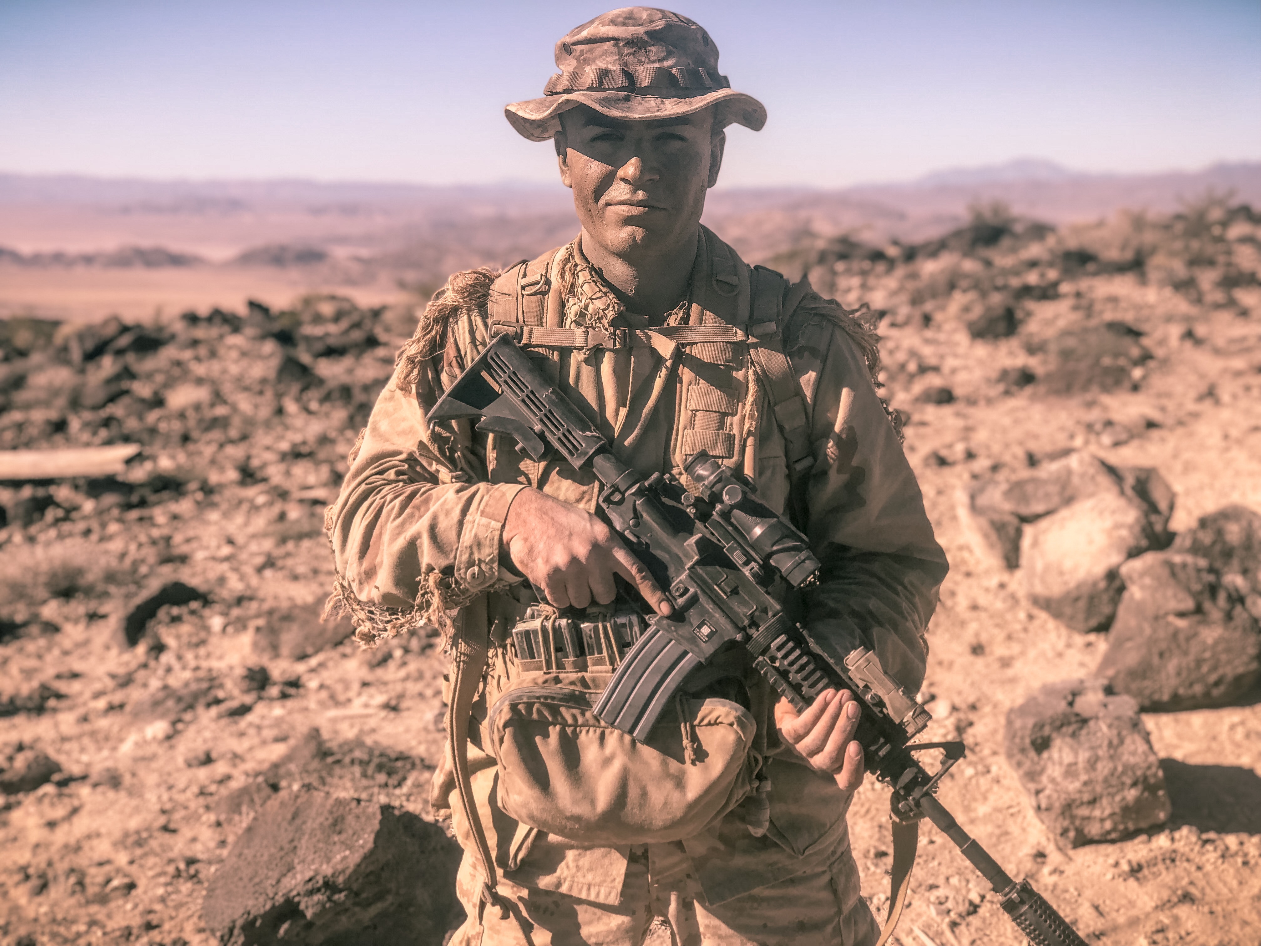 Jason Essazay at Marine Corps Air Ground Combat Center Twentynine Palms during Scout Sniper training